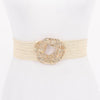Metal Buckle Elastic Faux Straw Belt