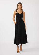 V-Neck Ruched Button Down Maxi Dress