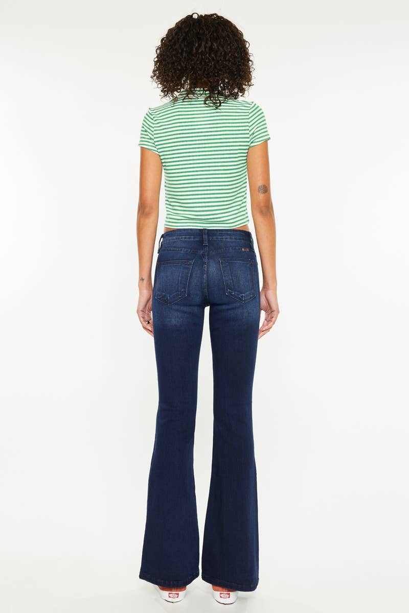 Kan Can Petite Mid Rise Flare Jeans
