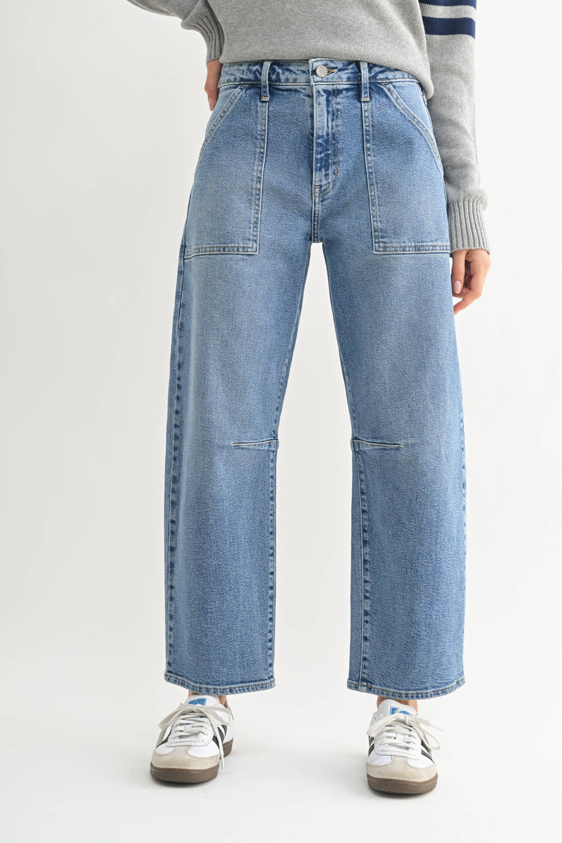 Just Black Denim Utility Seamed Barrel