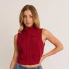 Sleeveless Mock Neck 3D Heart Sweater Top