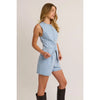 Button Front Sleeveless Denim Top
