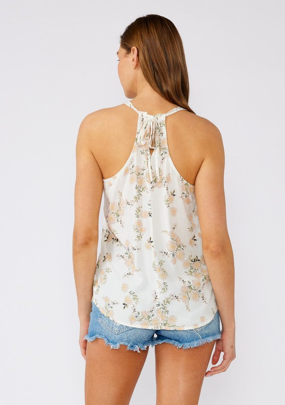 Floral V Neck Halter Tank Top