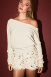 One Shoulder Sequin & Metallic Sweater