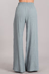 Embroidered Wide Leg Pants - Steel Blue