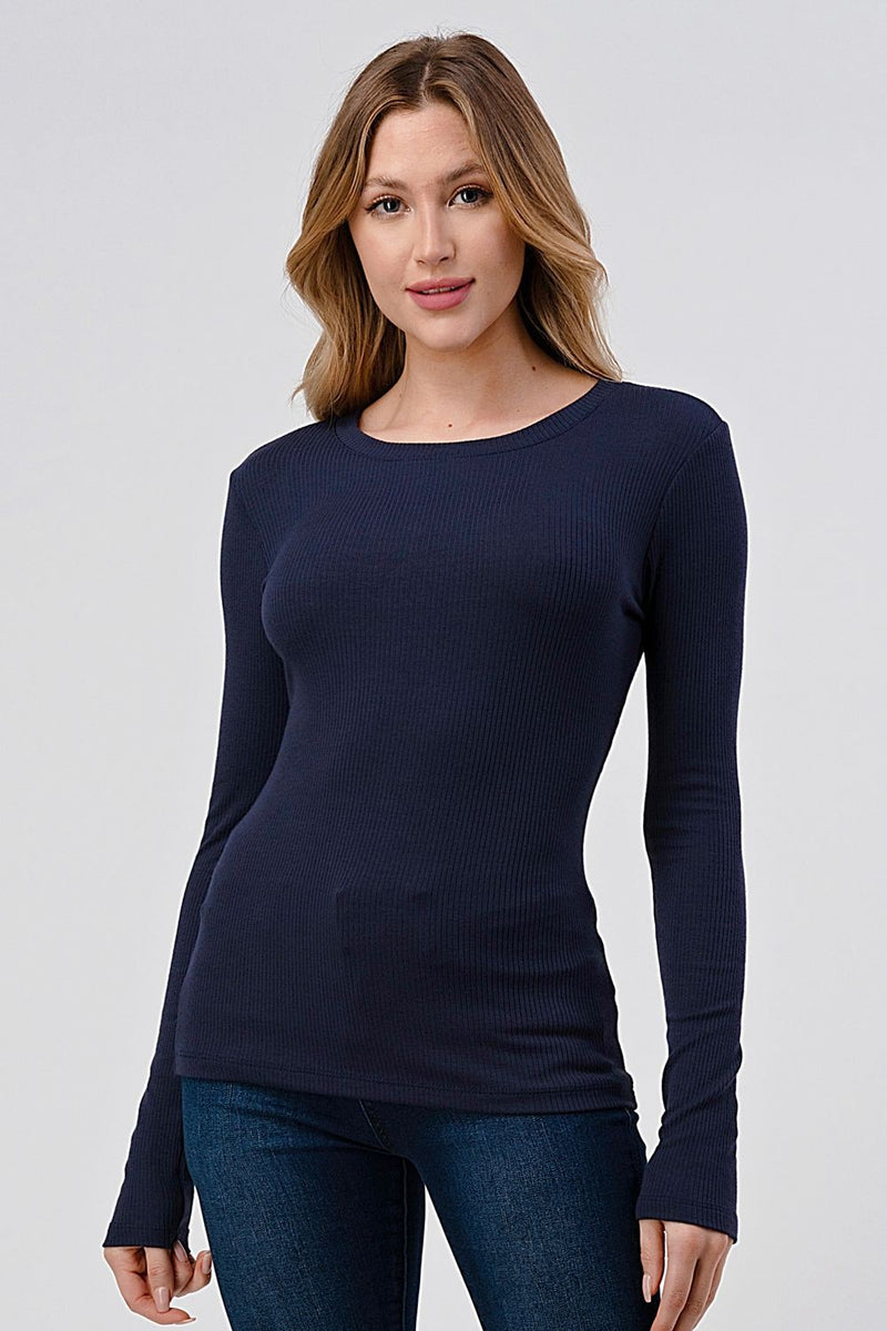 Round Neck Ribbed Top - TandyWear