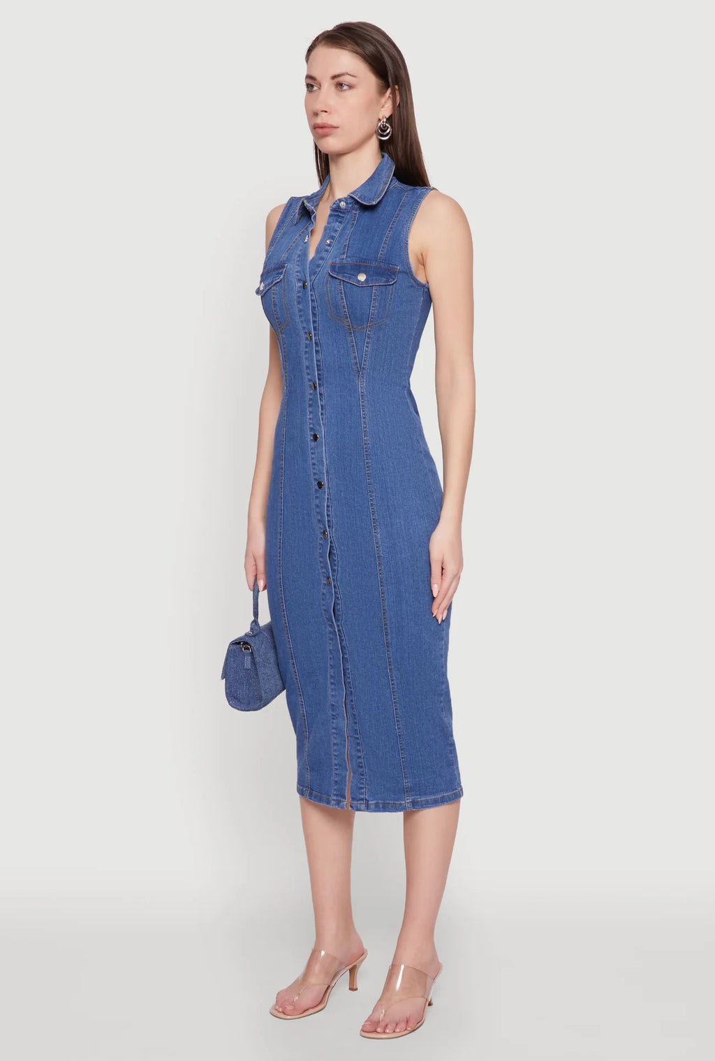 Denim Button Up Midi Dress