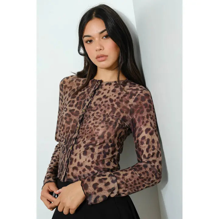 Leopard Print Cardi Top