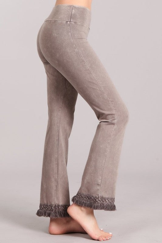 Fringed Ankle Length Pants -  Desert Taupe