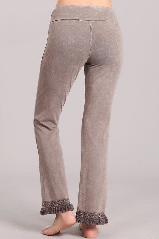 Fringed Ankle Length Pants -  Desert Taupe