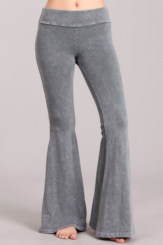 Pocketed Wide Bell Pants - Light Grey