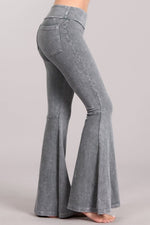 Pocketed Wide Bell Pants - Light Grey