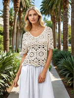 Casual Crochet Short Sleeve Top