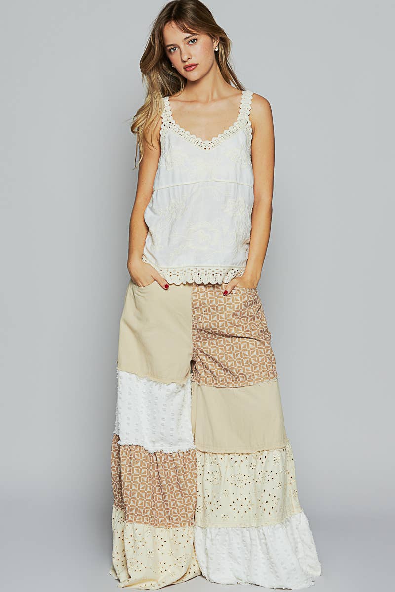 V-neck Sleeveless Embroidered Floral Top