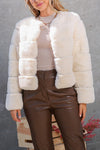 Long Sleeve Open Front Fur Jacket