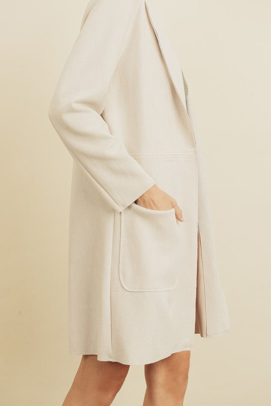Scuba Open Front Coat - Ivory