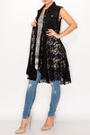 Black Denim Vest w/ Lace