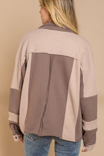 Oversize Contrast Panels Snap Button Jacket