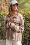 Oversize Contrast Panels Snap Button Jacket