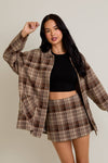 Oversized Plaid Jacket w Mini Skirt