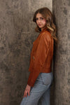 Dyed Faux Leather Moto Jacket