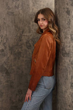Dyed Faux Leather Moto Jacket