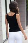 Soft Texture Solid Tank Top - Black