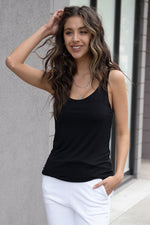 Soft Texture Solid Tank Top - Black