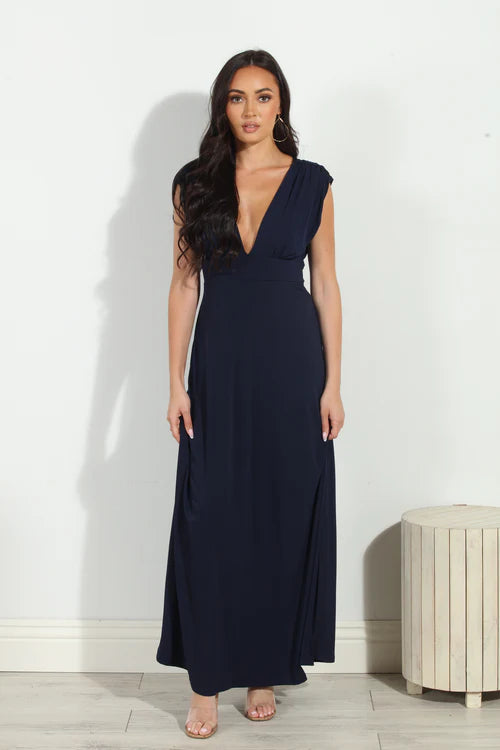 V Maxi Dress - Navy