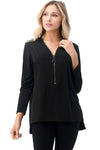 Ariella Hi Low Zipper Top - Black