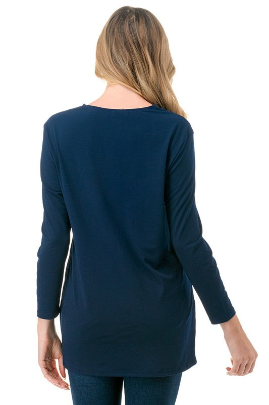 Ariella Hi Low Zipper Top - Navy
