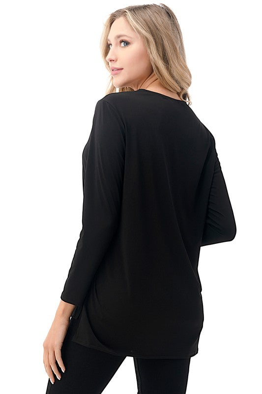 Ariella Hi Low Zipper Top - Black