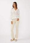 Embroidered Eyelet Patchwork Button-Down Shirt