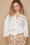 Designed In Collar Neck Short Sleeve Relaxed Fit Jacket Top