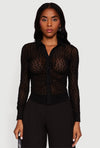 Mesh Flocking Long Sleeve Top