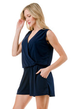 Ariella Surplice Romper w/ Pockets - Navy