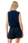 Ariella Surplice Romper w/ Pockets - Navy