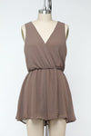 Sleeveless Chiffon Romper -  Mocha