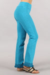 Fringed Cropped Pants - Aqua Blue