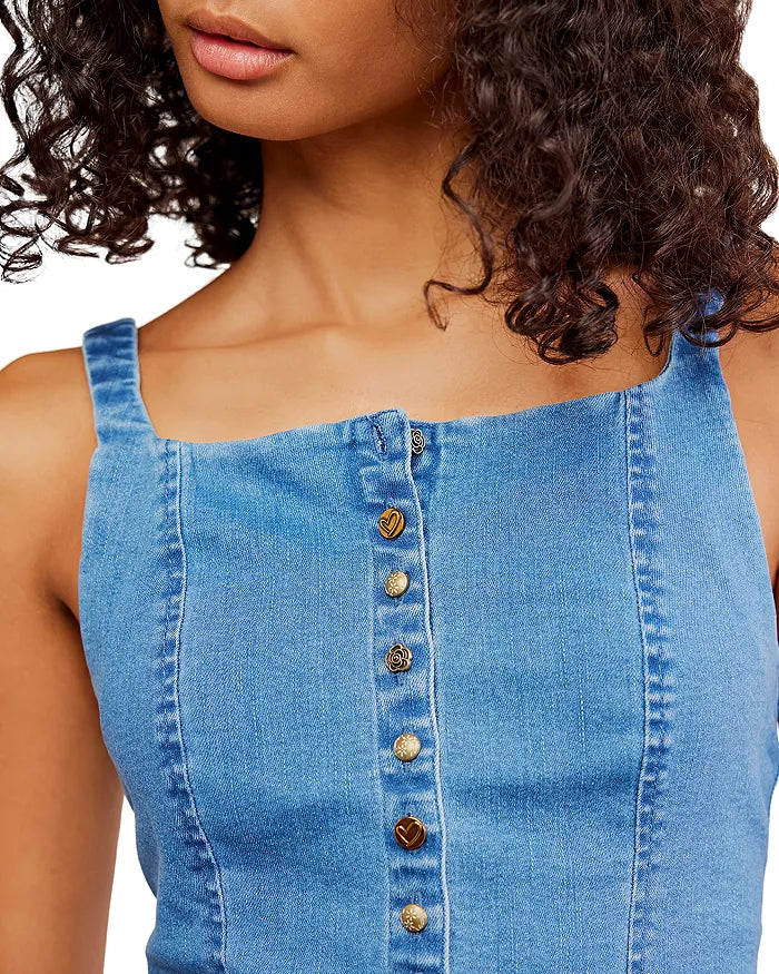 Free People- A Moment In Time Denim Vest