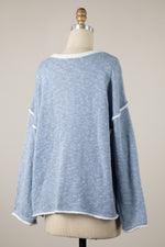 Two Tone Boat Neck Outline Sweater