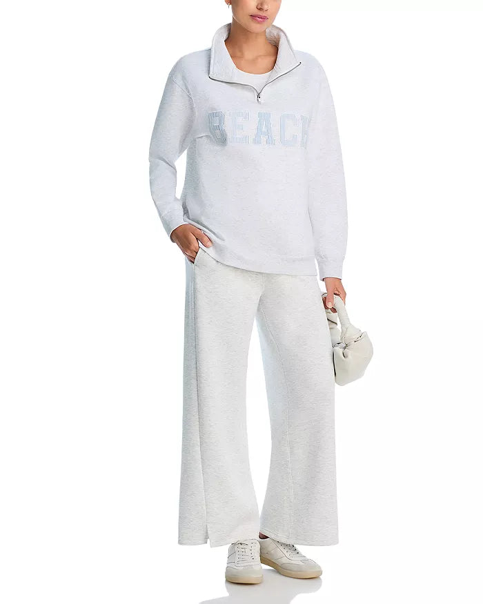 Vintage Havana Anchor Pinstripe Quarter Zip With Beach Applique