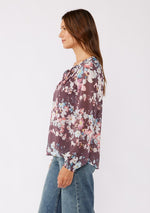 Smocked Neck Floral Chiffon Top