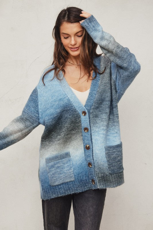 Ombre Front Pocket Cardigan