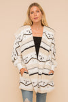 Geo Stripe Oversize Teddy Bear Jacket