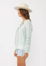 Floral Embroidered Lace-Trim Split Neck Blouse