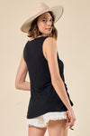 Asymmetrical Crunched Deep V Tank Top