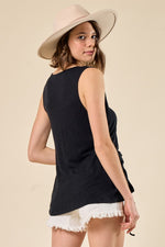 Asymmetrical Crunched Deep V Tank Top