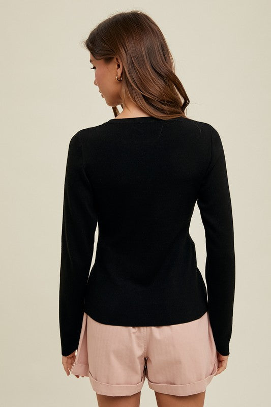 Ribbed Fitted Basic Sweater Top