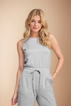 Boat Neck Sleeveless Bodice Pocket Jumpsuit